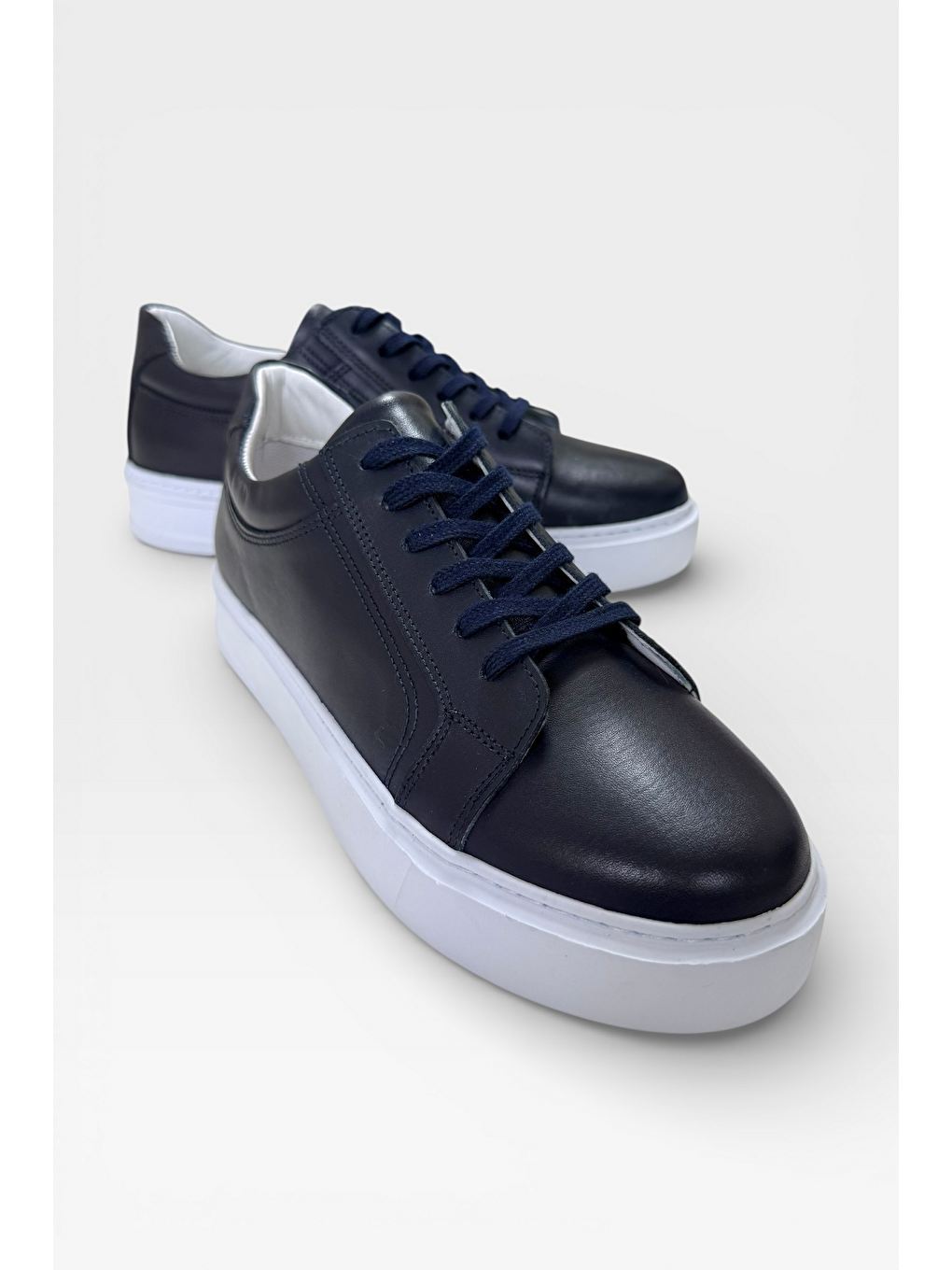 Hakiki Deri Sneaker Erkek Ayakkabı Lacivert-1