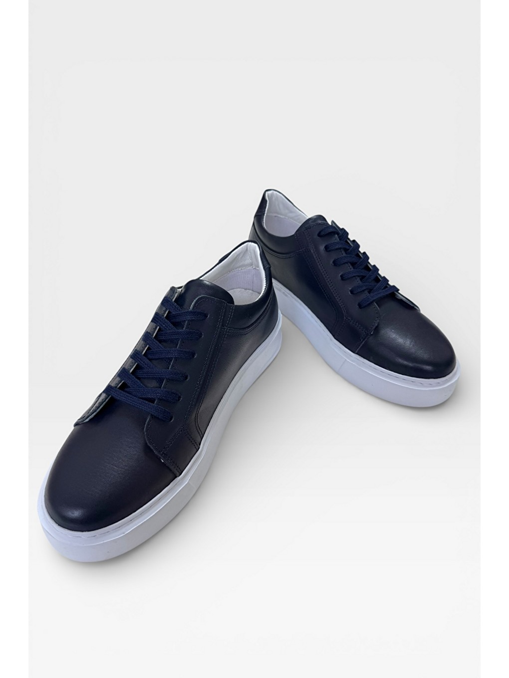 Hakiki Deri Sneaker Erkek Ayakkabı Lacivert-2