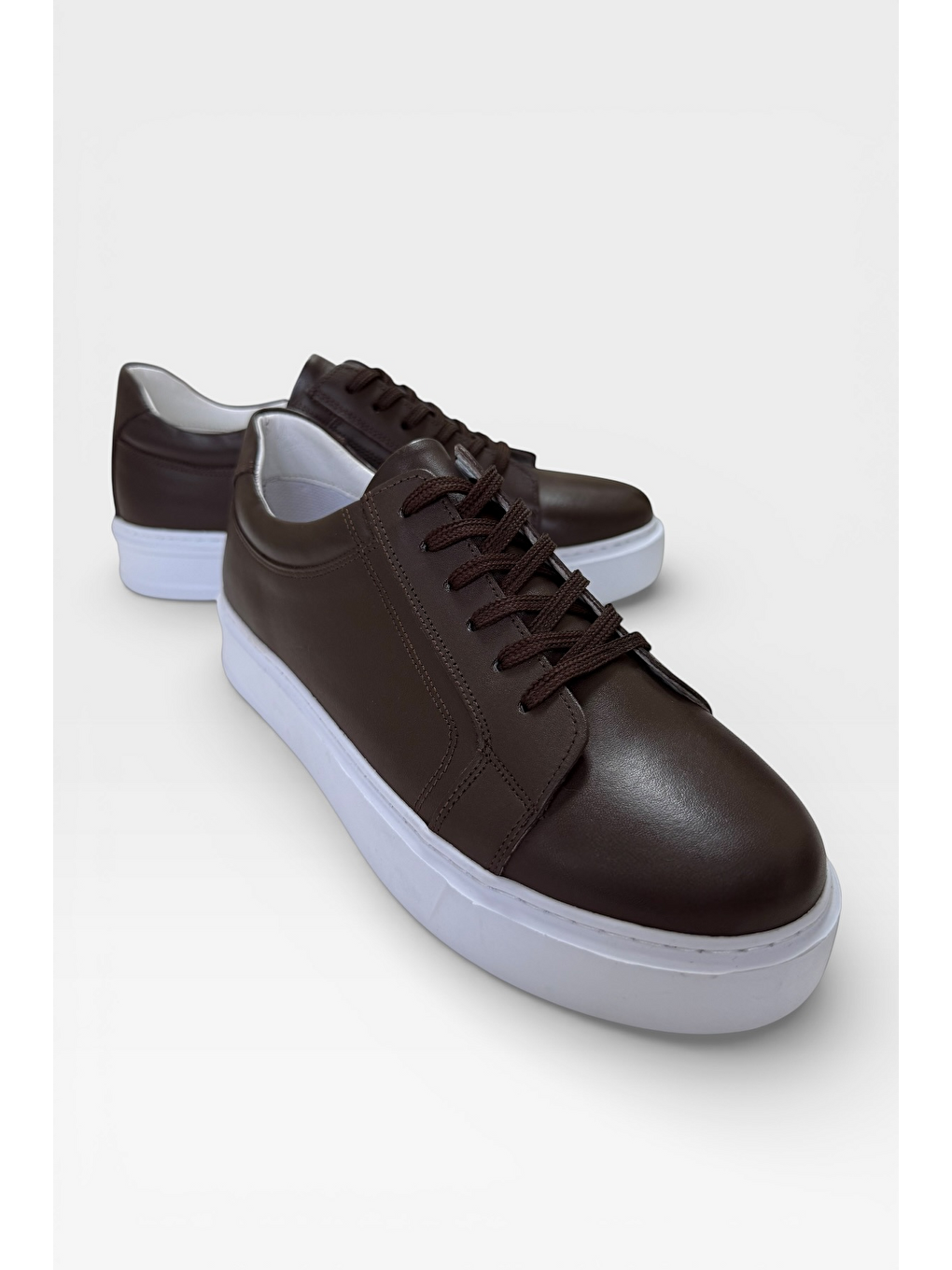 Hakiki Deri Sneaker Erkek Ayakkabı Kahverengi-3