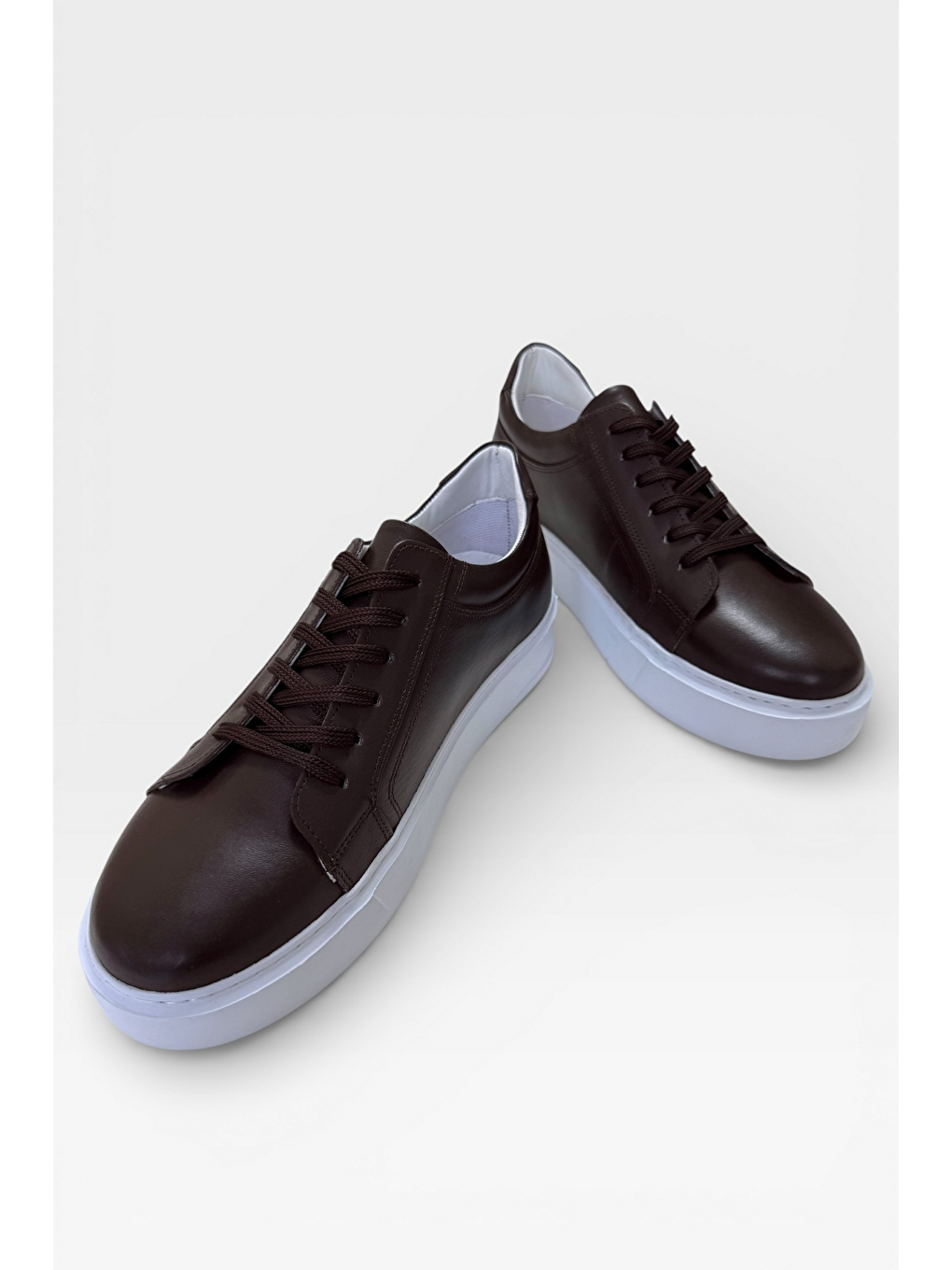 Hakiki Deri Sneaker Erkek Ayakkabı Kahverengi-5