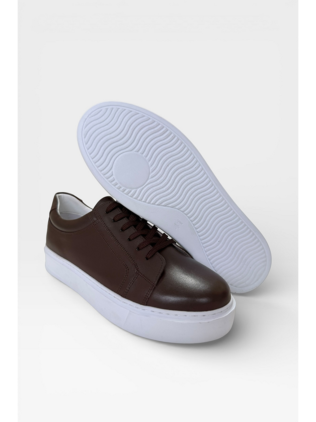 Hakiki Deri Sneaker Erkek Ayakkabı Kahverengi-7