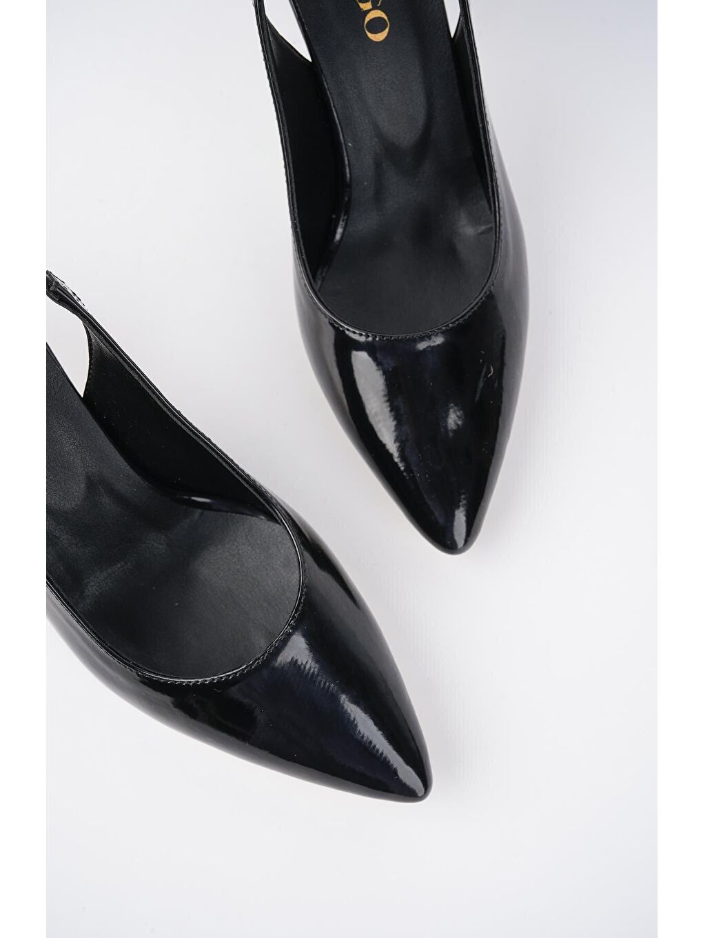 Siyah Elina  Kadın Sivri Ökçe Arkası Açık Klasik Günlük Şık ve Rahat Topuklu Ayakkabı-2