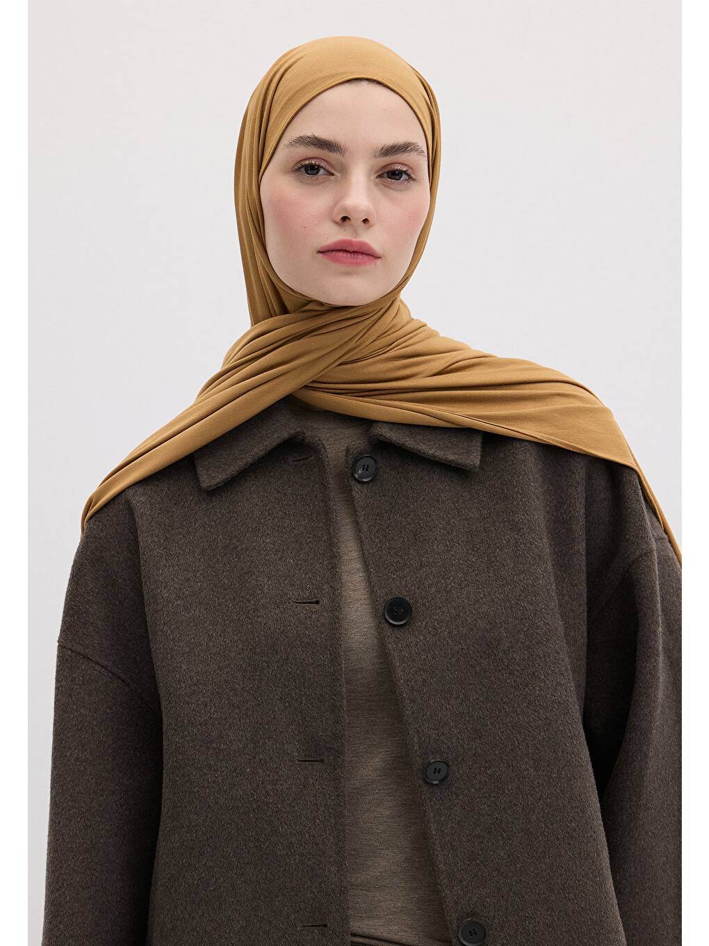 Kahverengi Bambu Penye Şal Camel-2