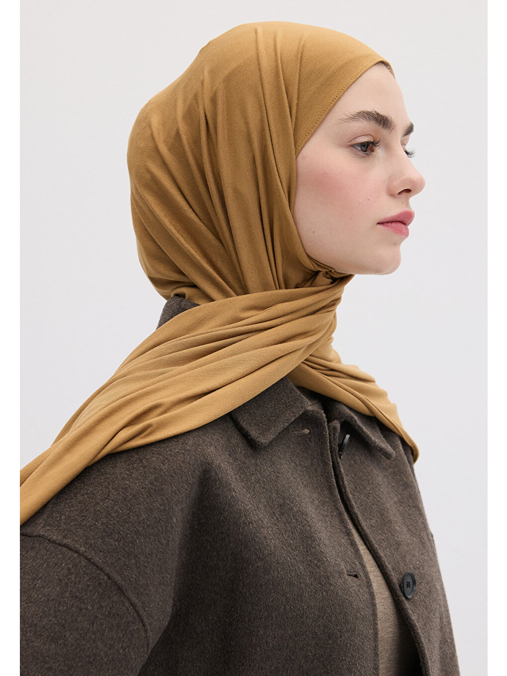 Kahverengi Bambu Penye Şal Camel-5