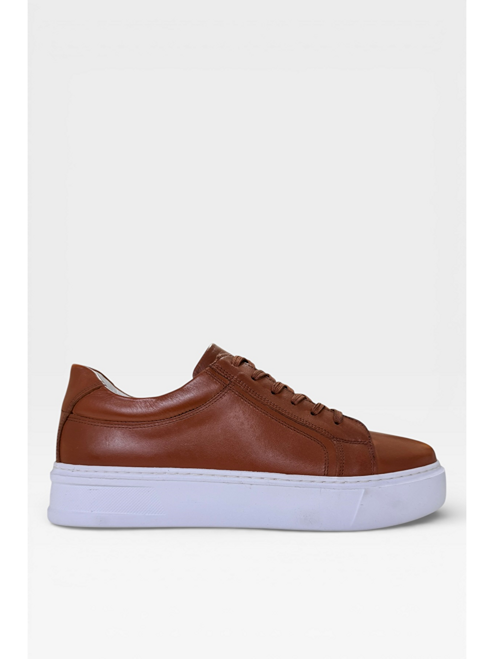 Kahverengi Hakiki Deri Sneaker Erkek Ayakkabı Taba