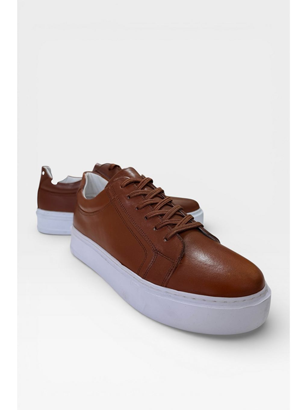 Kahverengi Hakiki Deri Sneaker Erkek Ayakkabı Taba-2
