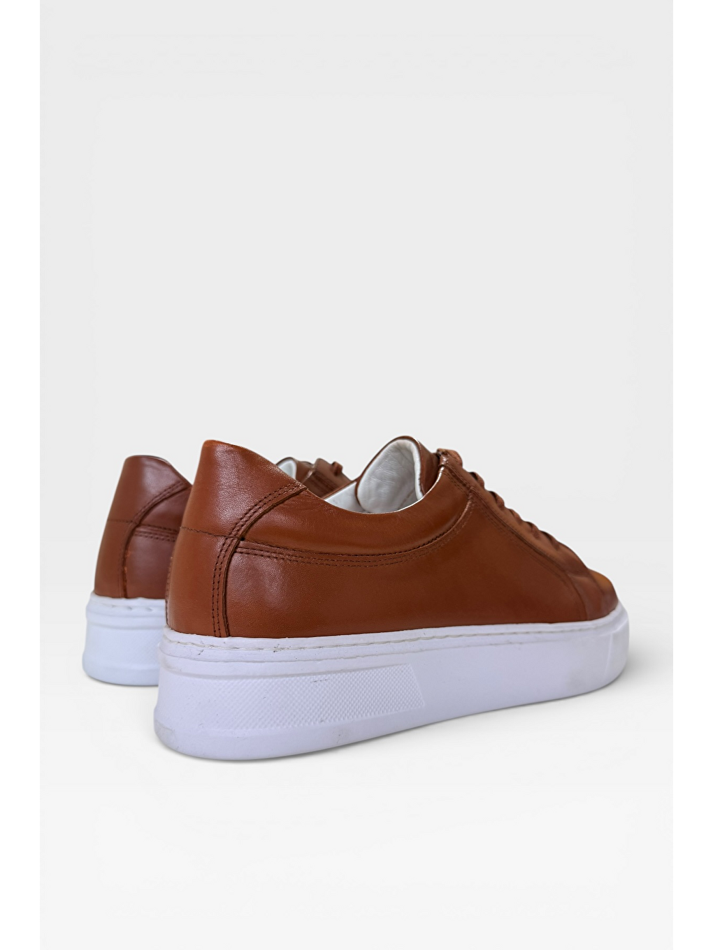 Kahverengi Hakiki Deri Sneaker Erkek Ayakkabı Taba-5