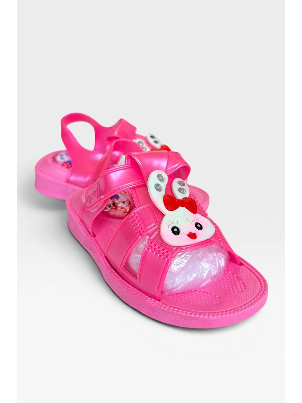 Pembe Günlük Havuz Plaj Ayarlanabilir Tokalı Çocuk Sandalet Pudra-2