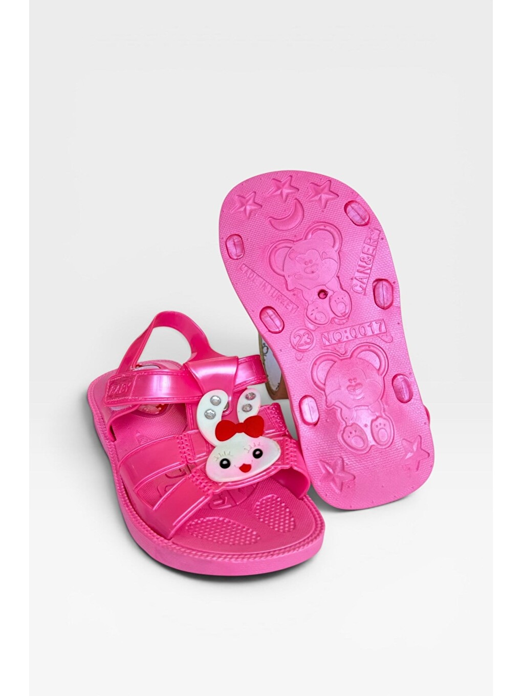 Pembe Günlük Havuz Plaj Ayarlanabilir Tokalı Çocuk Sandalet Pudra-8