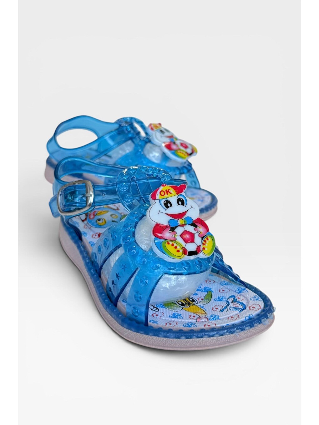 Günlük Havuz Plaj Ayarlanabilir Tokalı Çocuk Sandalet Mavi-2