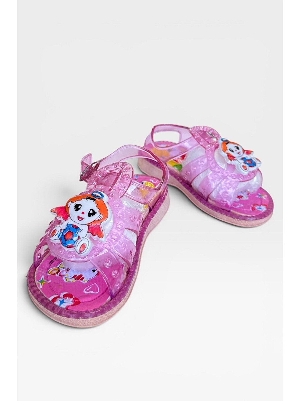 Günlük Havuz Plaj Ayarlanabilir Tokalı Çocuk Sandalet Pembe-2