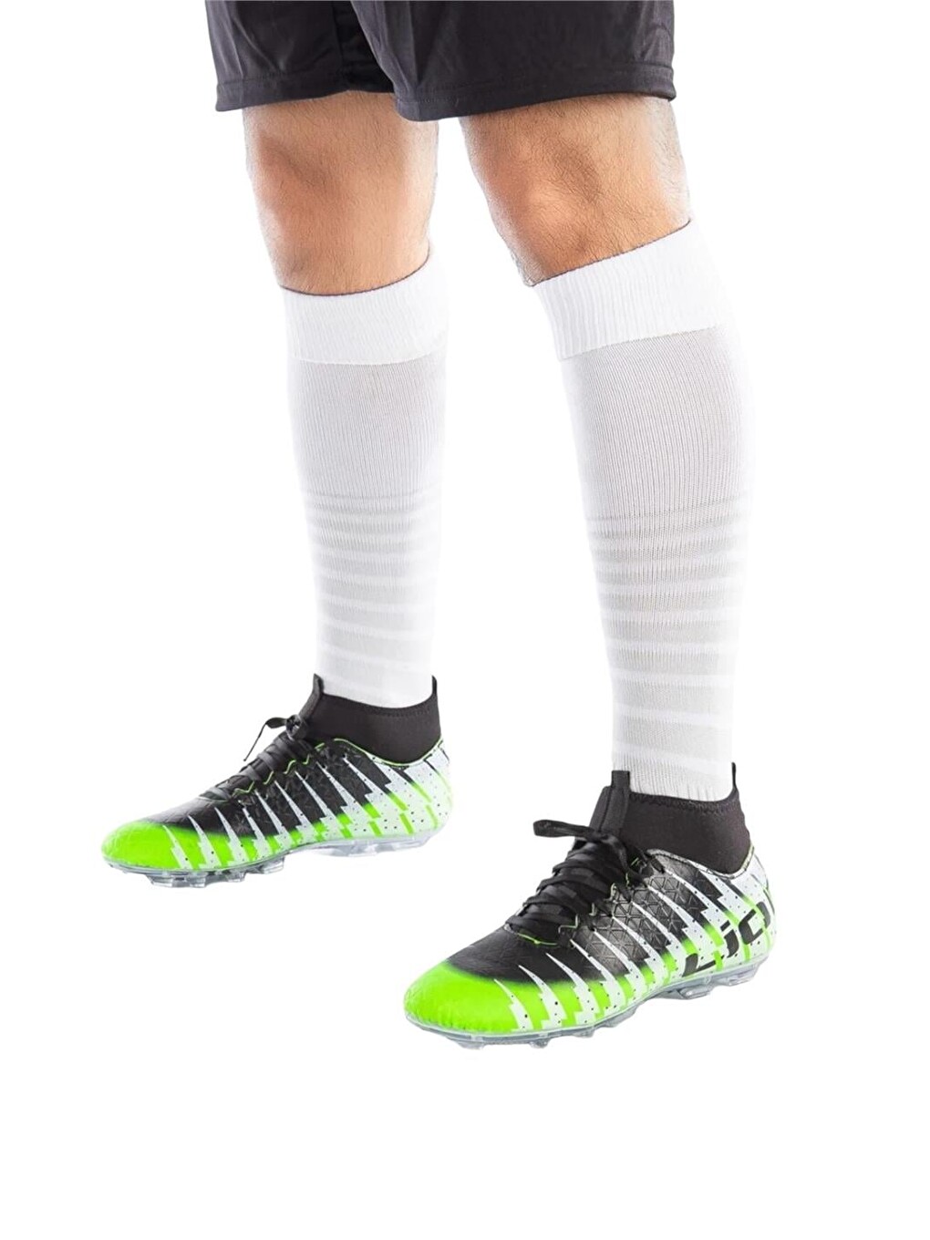 Çoraplı Bilekli Boğazlı Krampon Futbol Ayakkabısı Yeşil - Siyah-2
