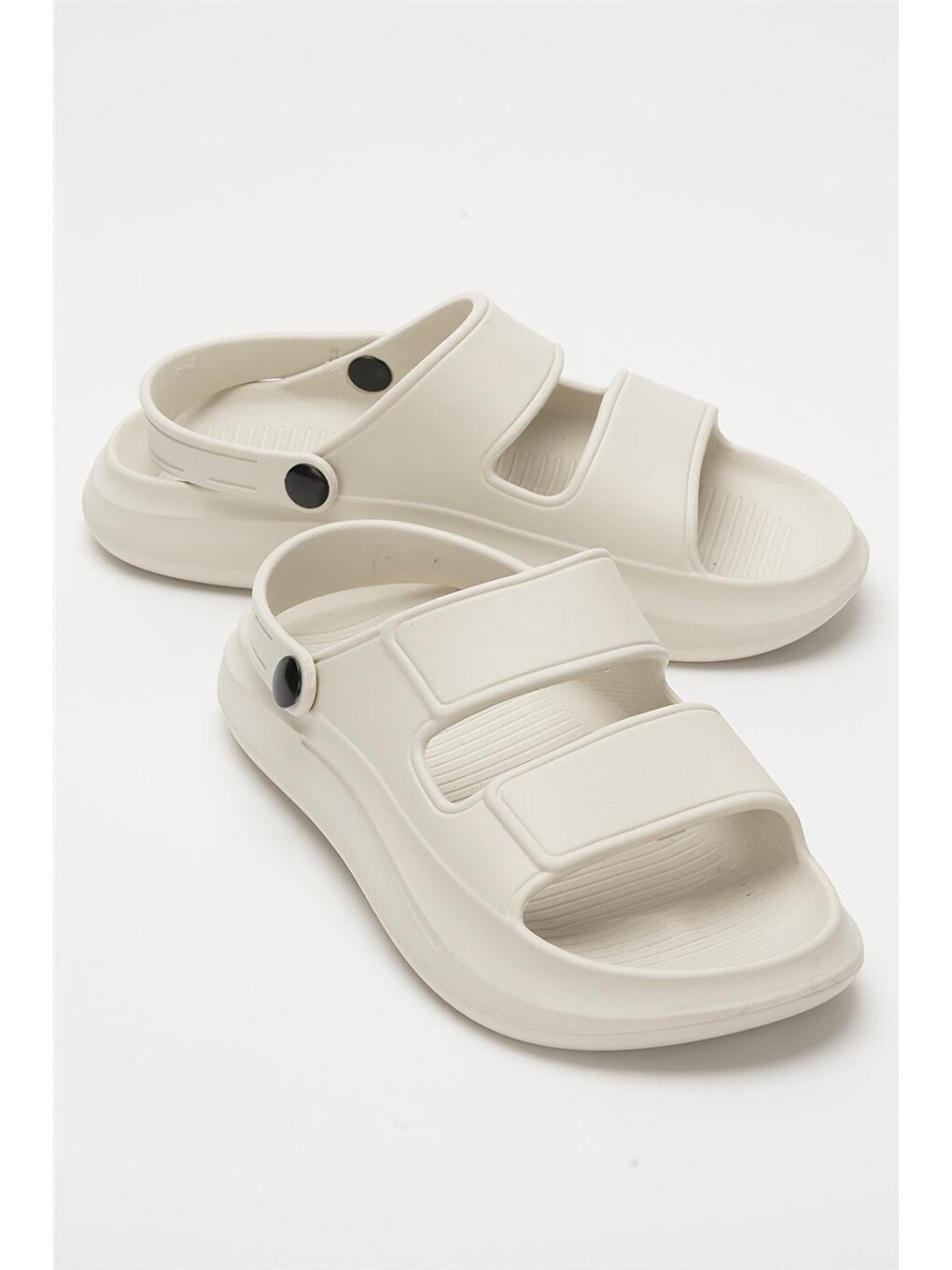 Ekru Unisex Ortopedik Deniz Havuz Terliği Sandalet Krem-1