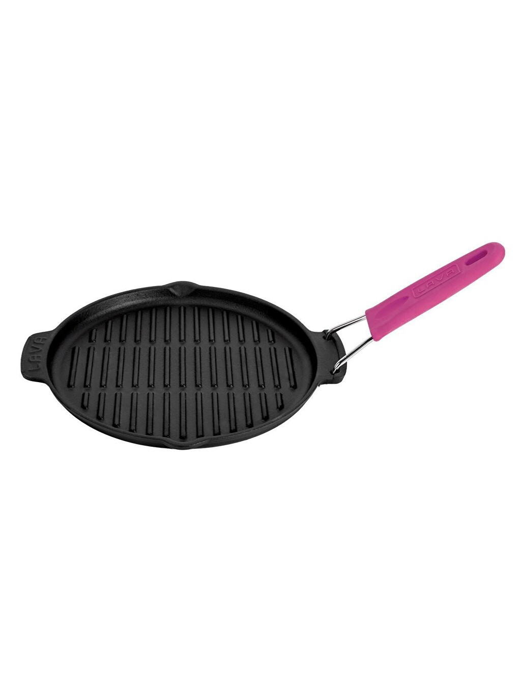 Pembe Yuvarlak Sığ Izgara Tavası Silikon Tel Saplı Çap(ø)23cm.