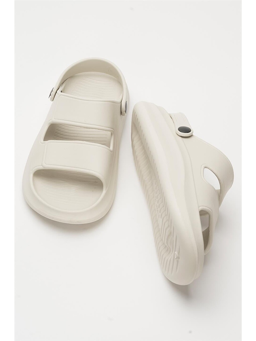 Ekru Unisex Ortopedik Deniz Havuz Terliği Sandalet Krem-6