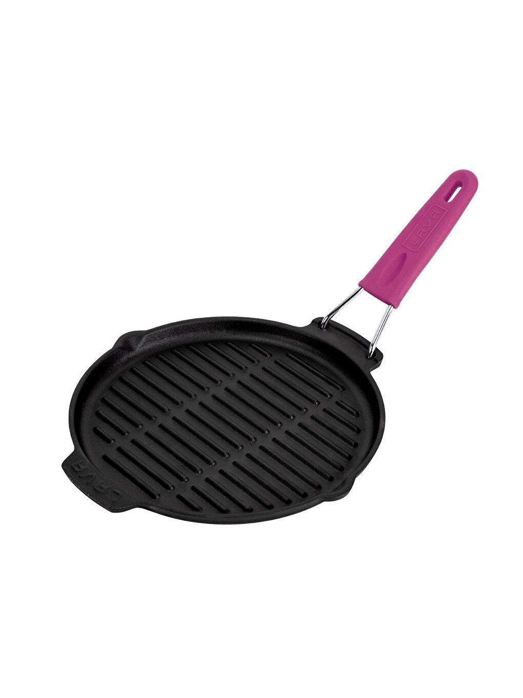 Pembe Yuvarlak Sığ Izgara Tavası Silikon Tel Saplı Çap(ø)23cm.-1