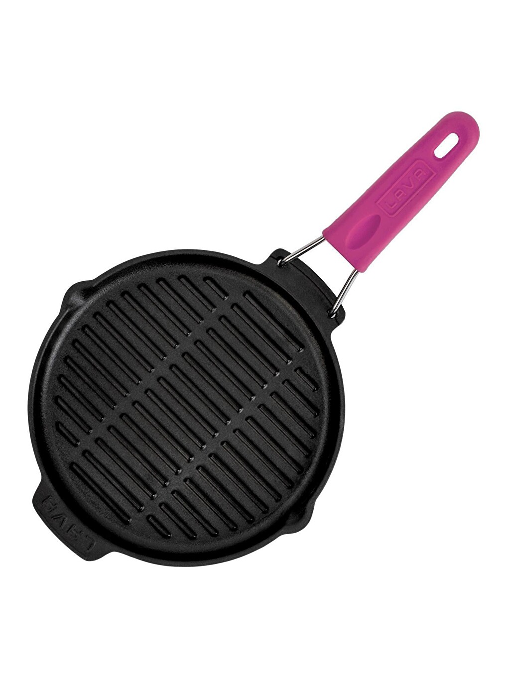 Pembe Yuvarlak Sığ Izgara Tavası Silikon Tel Saplı Çap(ø)23cm.-2