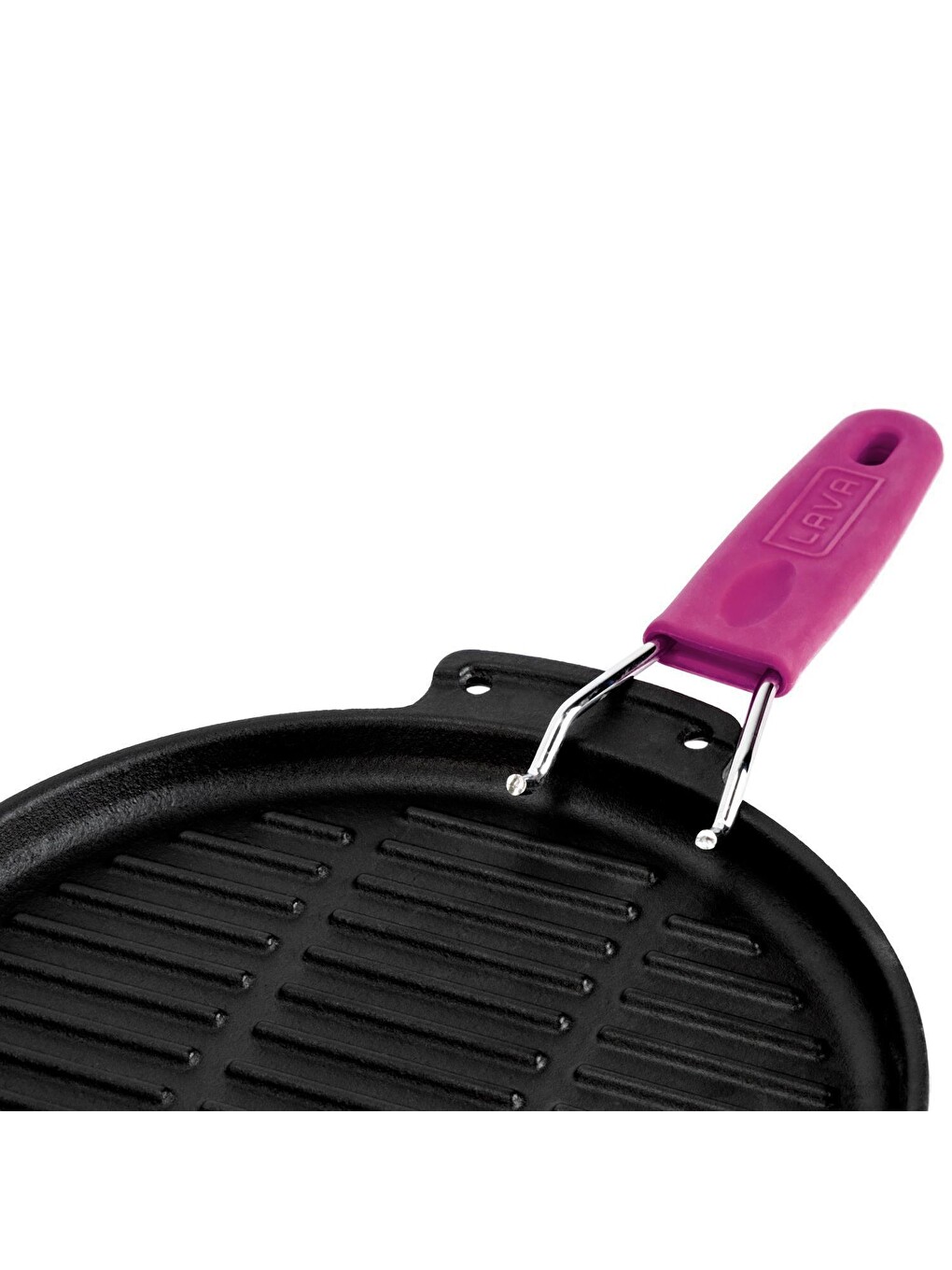 Pembe Yuvarlak Sığ Izgara Tavası Silikon Tel Saplı Çap(ø)23cm.-4