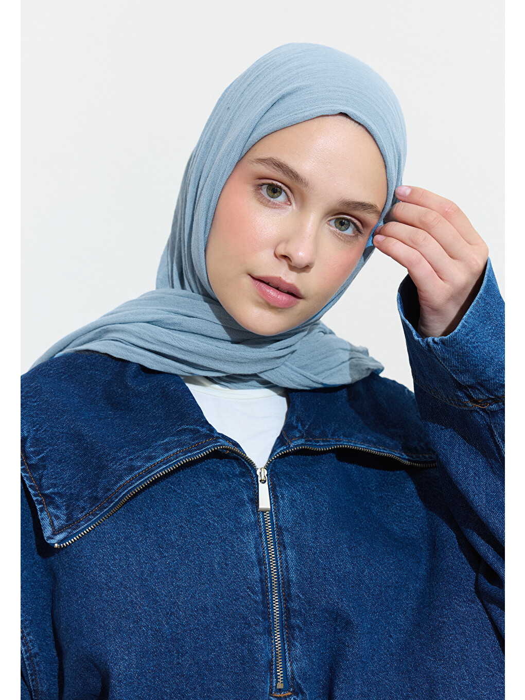 Mavi Pamuklu Keten Şal Blue Boba Mılk-4