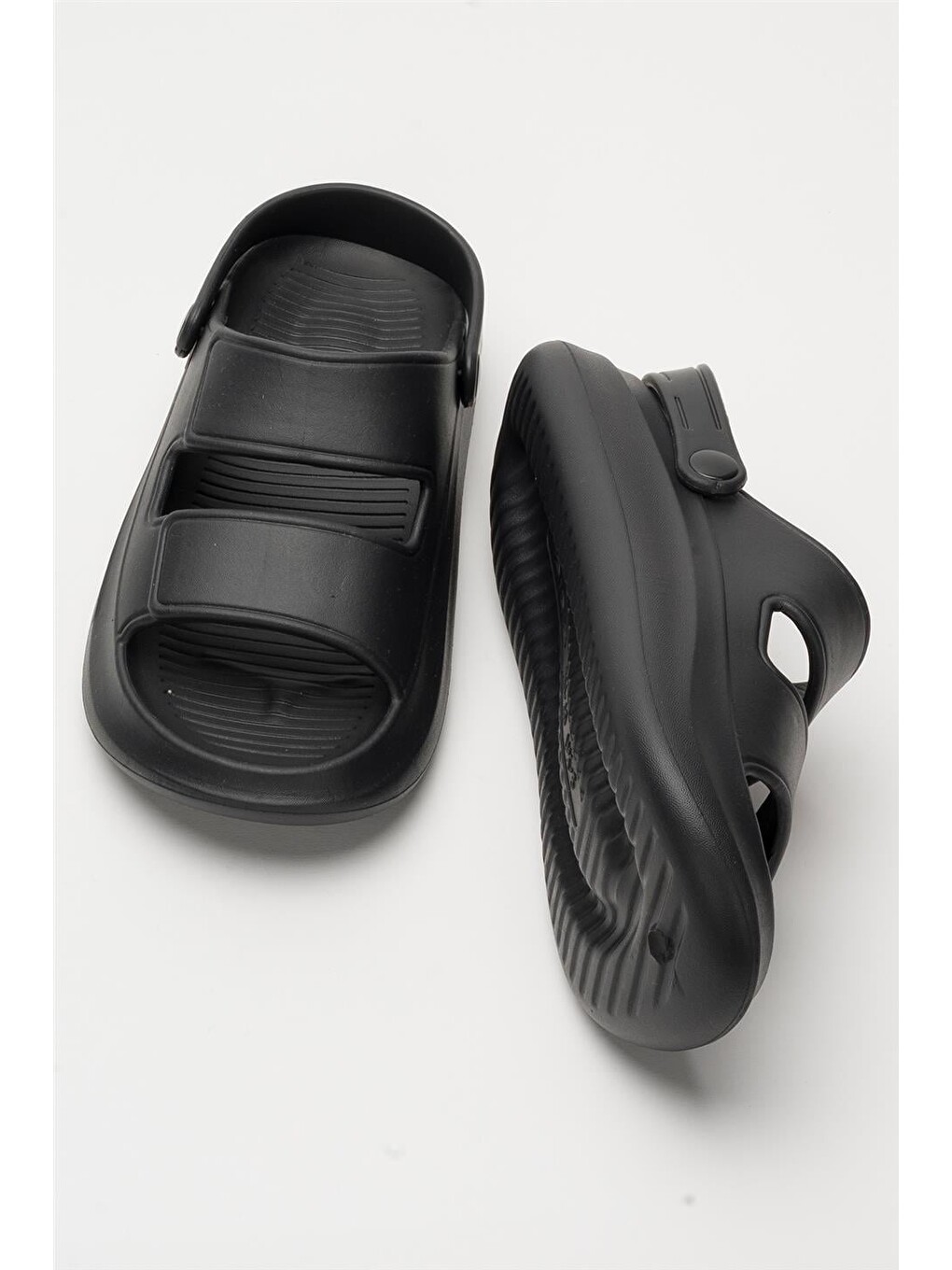 Unisex Ortopedik Deniz Havuz Terliği Sandalet Siyah-12