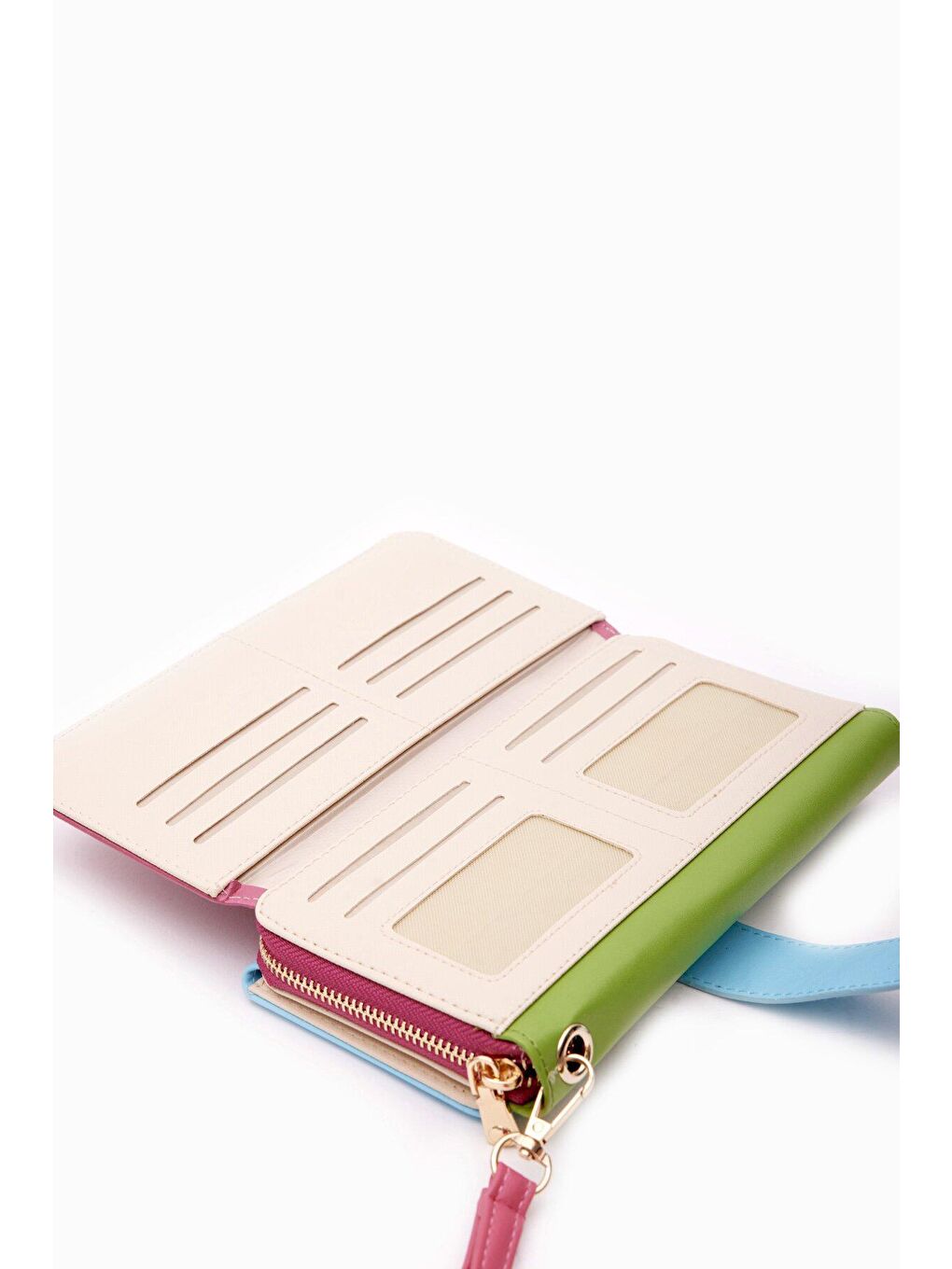 Fuşya Büyük Boy Renkli Kadın Cüzdan Ve El Çantası-3