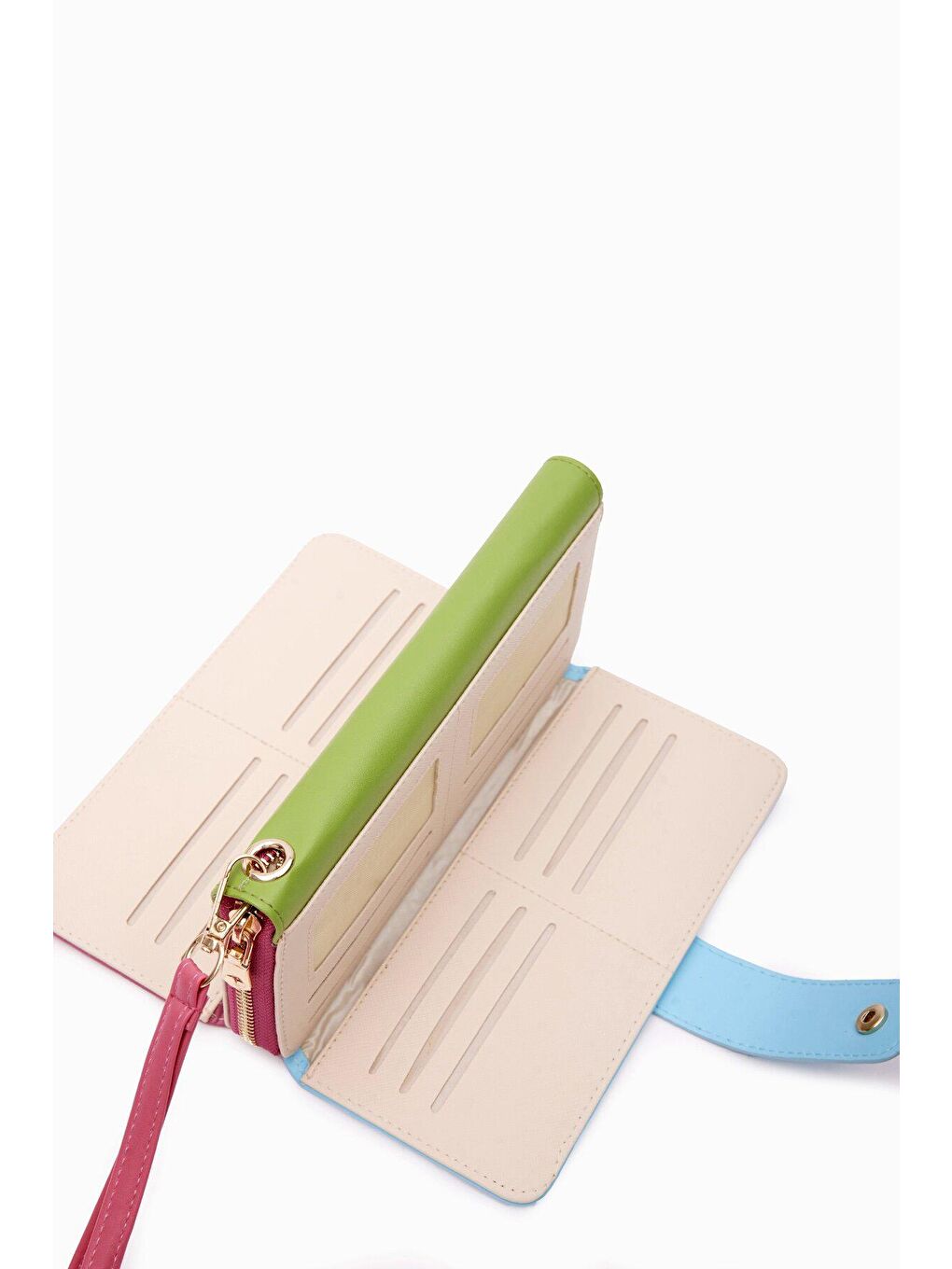 Fuşya Büyük Boy Renkli Kadın Cüzdan Ve El Çantası-4