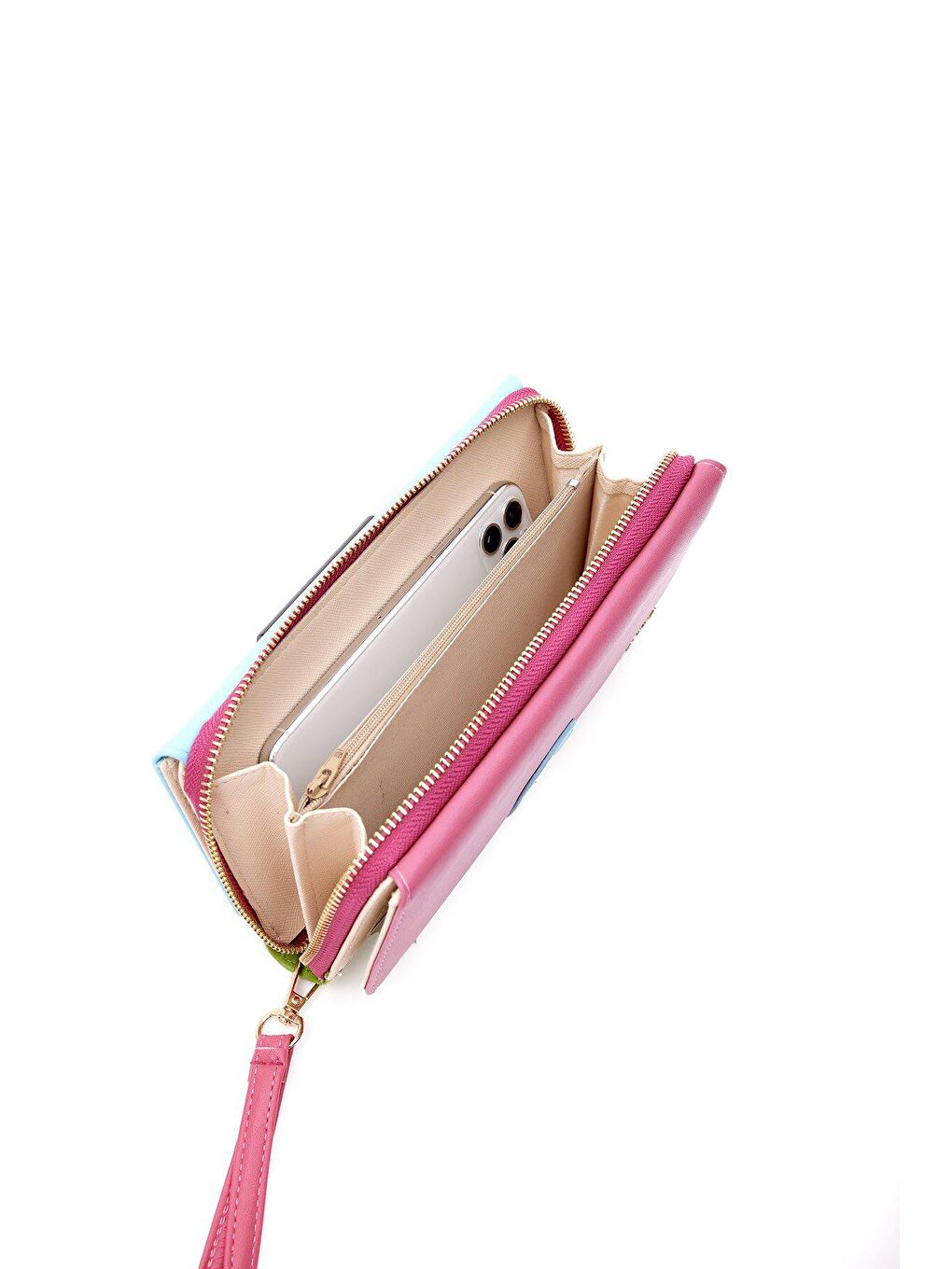 Fuşya Büyük Boy Renkli Kadın Cüzdan Ve El Çantası-6