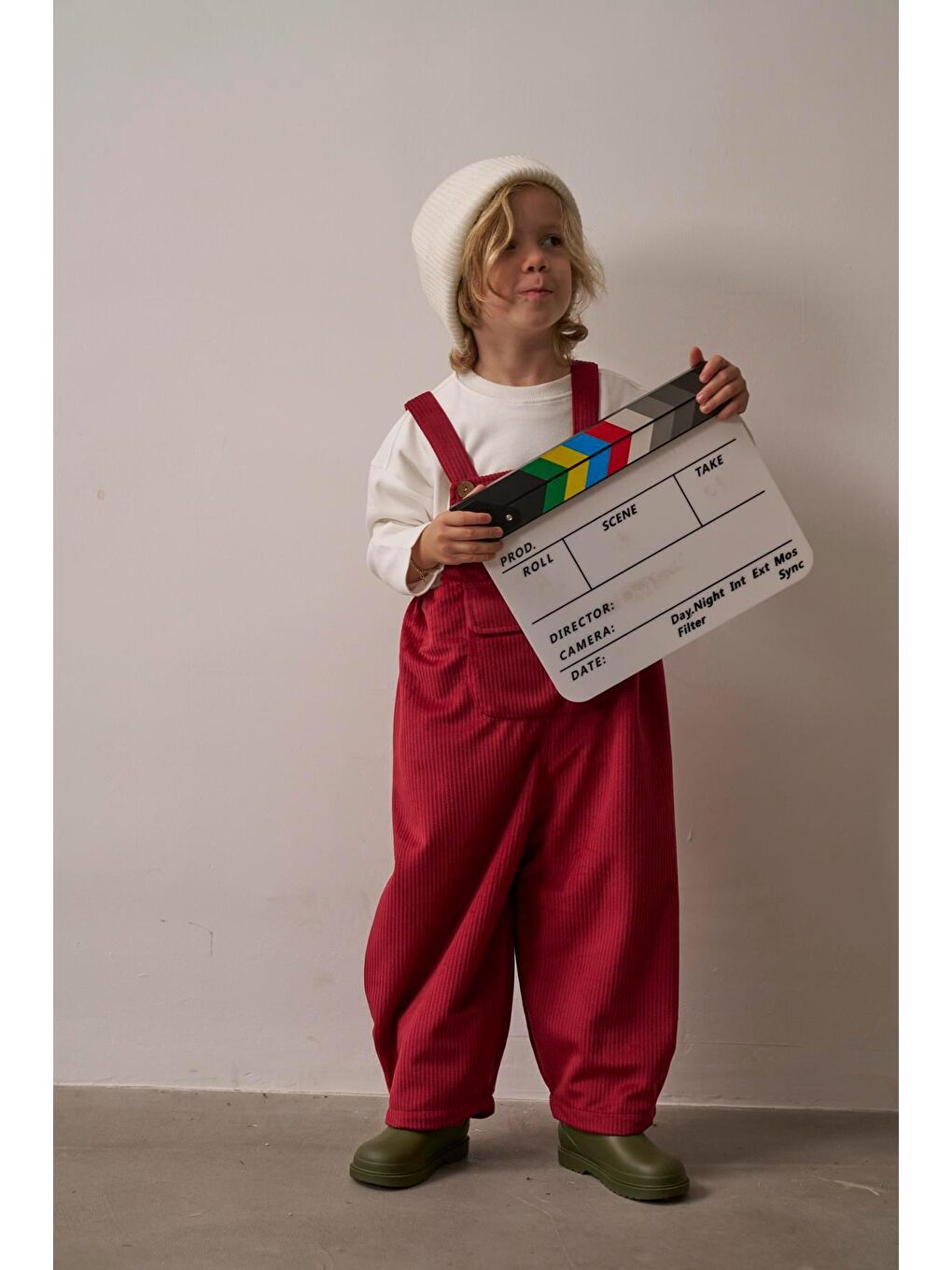 Bordo Childhood Velvet Çocuk Salopet Tulum