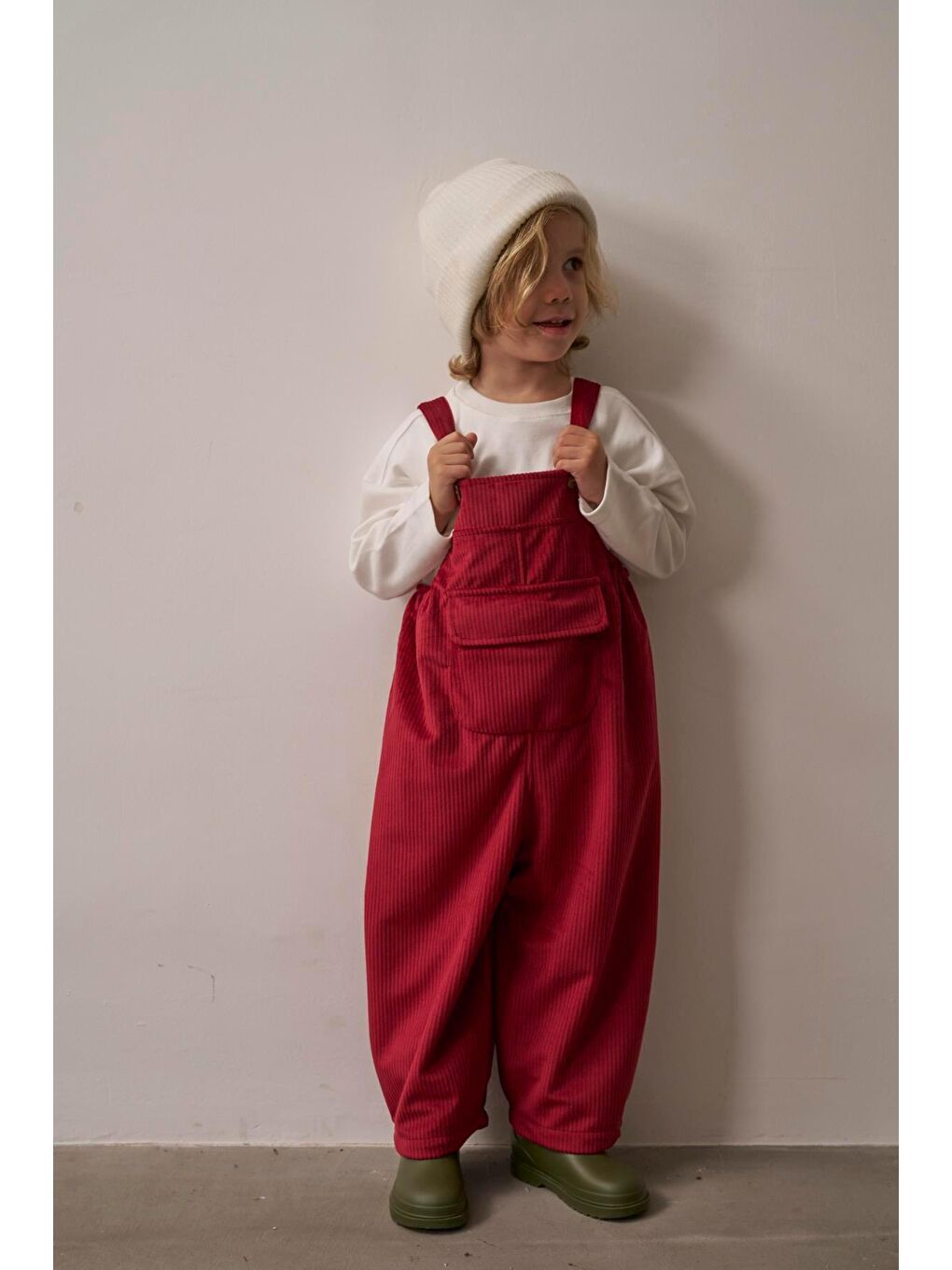 Bordo Childhood Velvet Çocuk Salopet Tulum-1