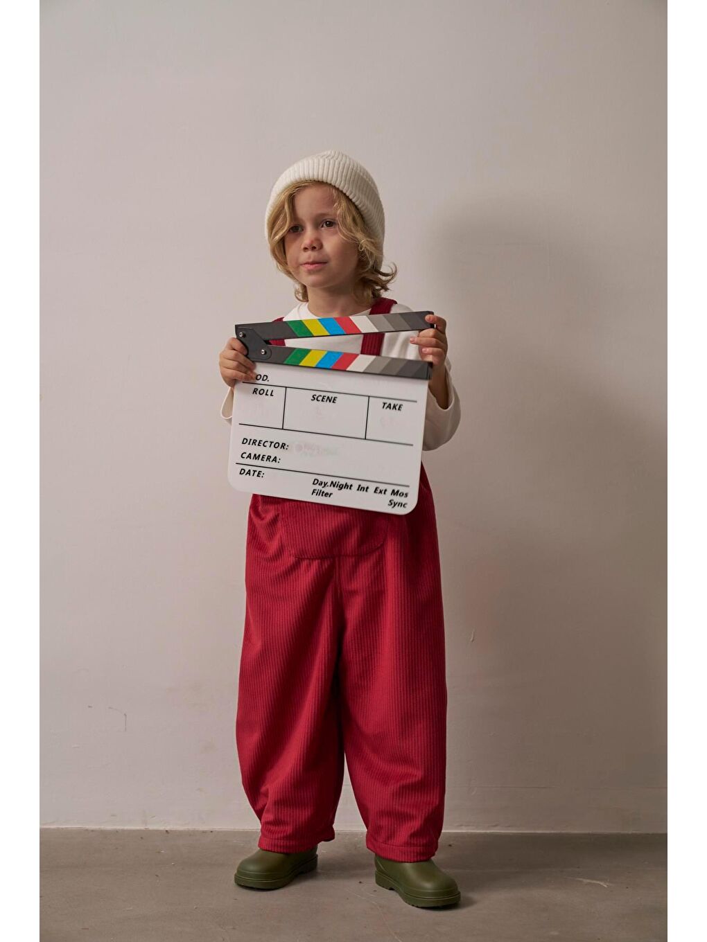 Bordo Childhood Velvet Çocuk Salopet Tulum-3