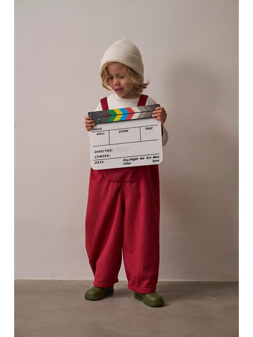 Bordo Childhood Velvet Çocuk Salopet Tulum-4