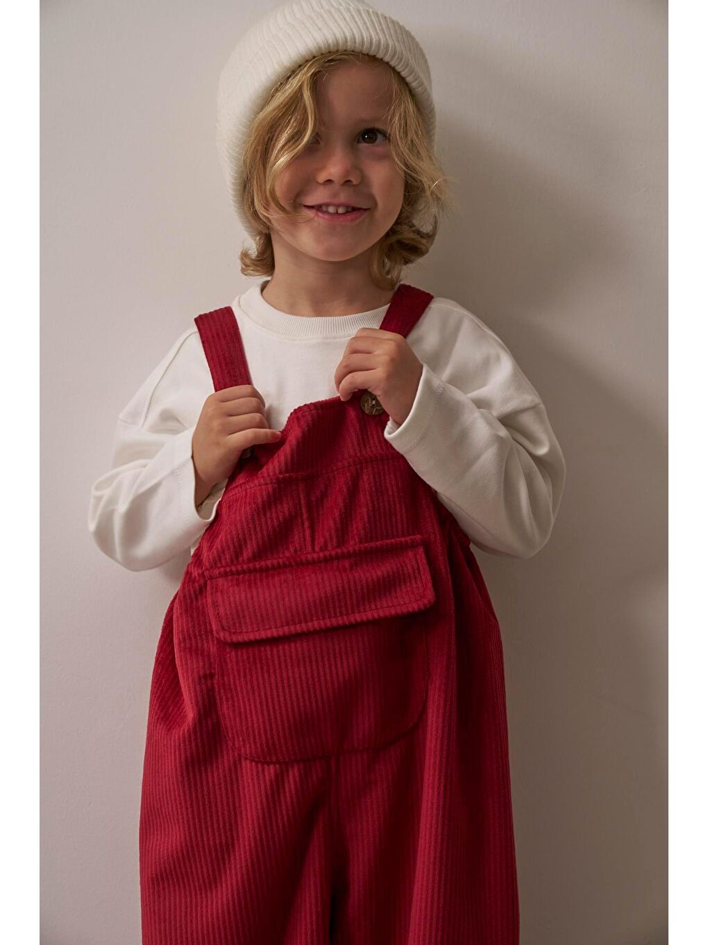 Bordo Childhood Velvet Çocuk Salopet Tulum-6