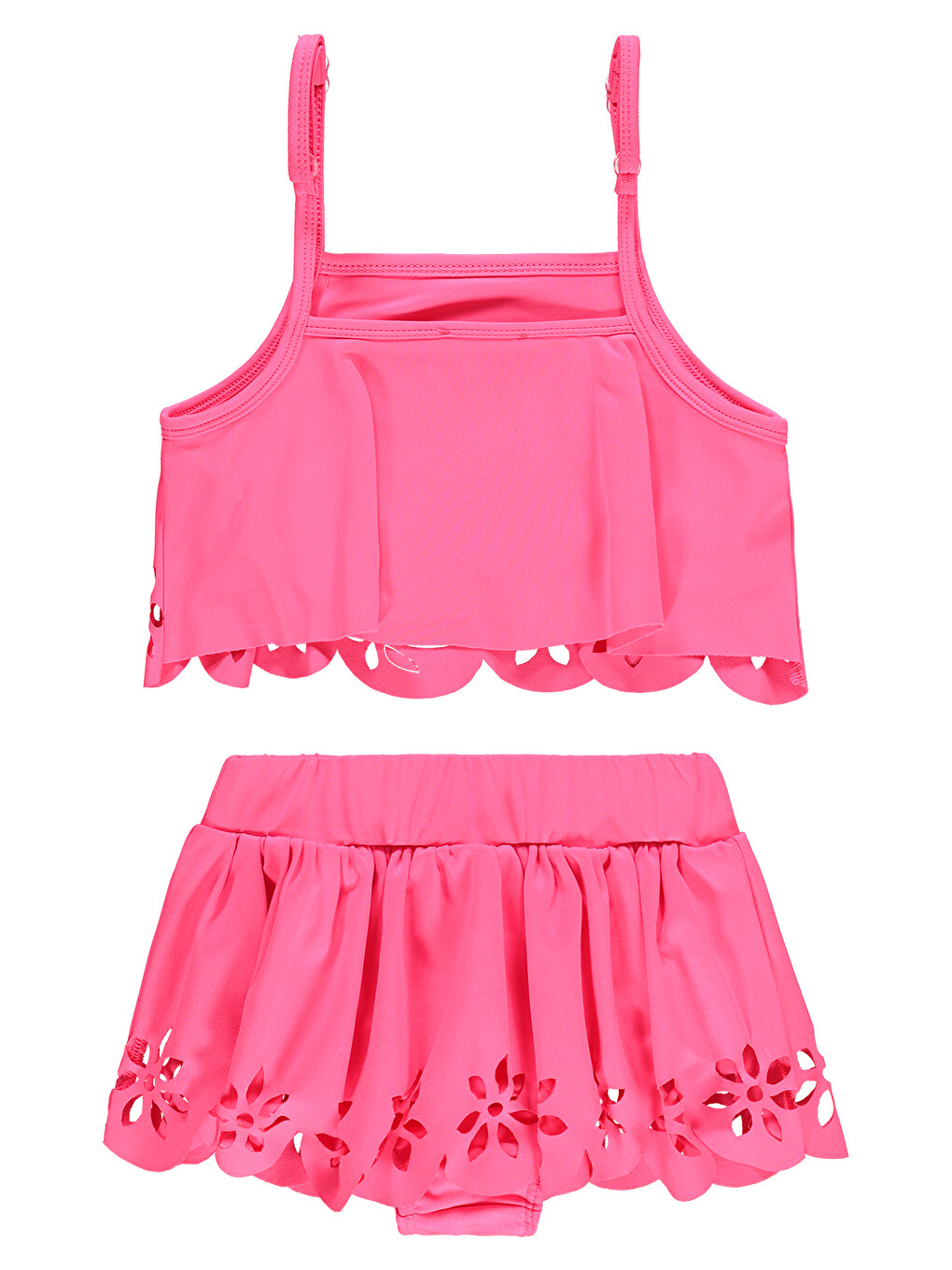 Girls Kız Çocuk Mayo Set 2-12 Yaş Neon Pembe-1