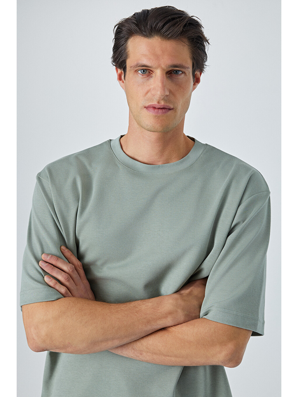 Hıson Erkek Relaxed Bisiklet Yaka Kısa Kollu Yeşil T-shirt-3