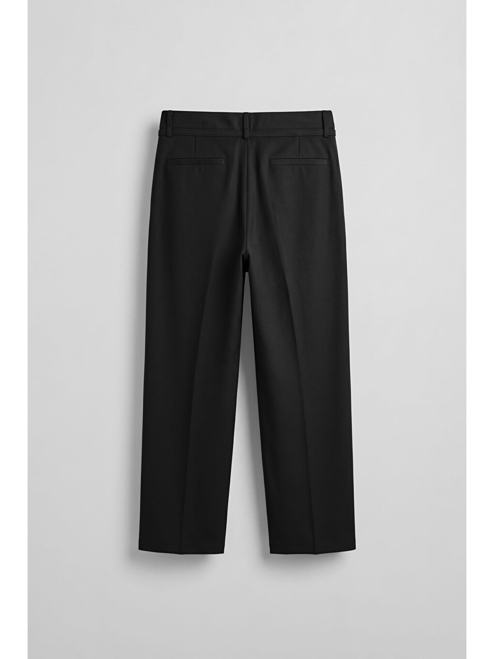 Erkek Baggy Fit Kemer Detaylı Gabardin Kumaş Pantolon Siyah-1