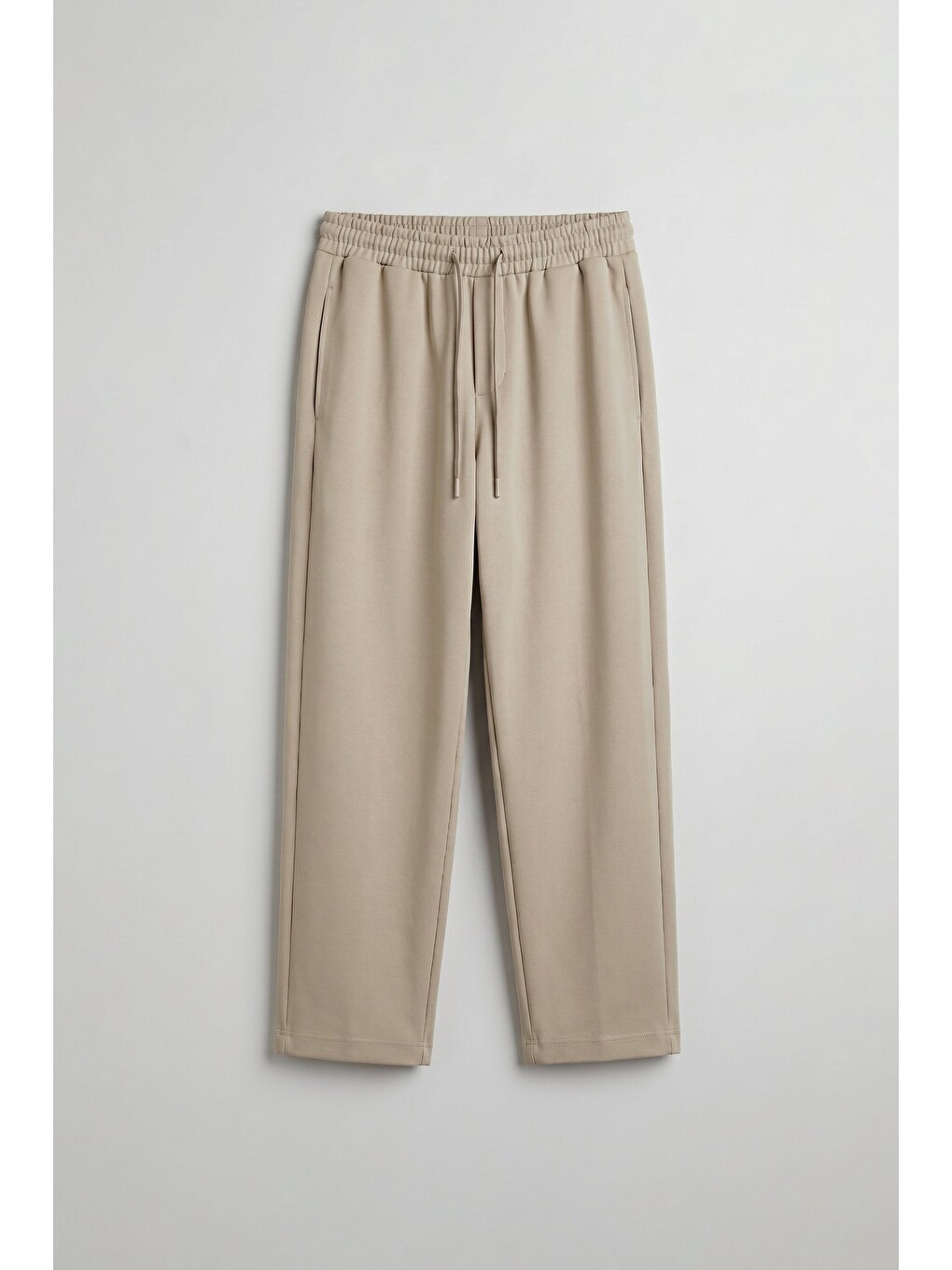 Erkek Relaxed Fit Lastikli Bel Pileli Pantolon Bej