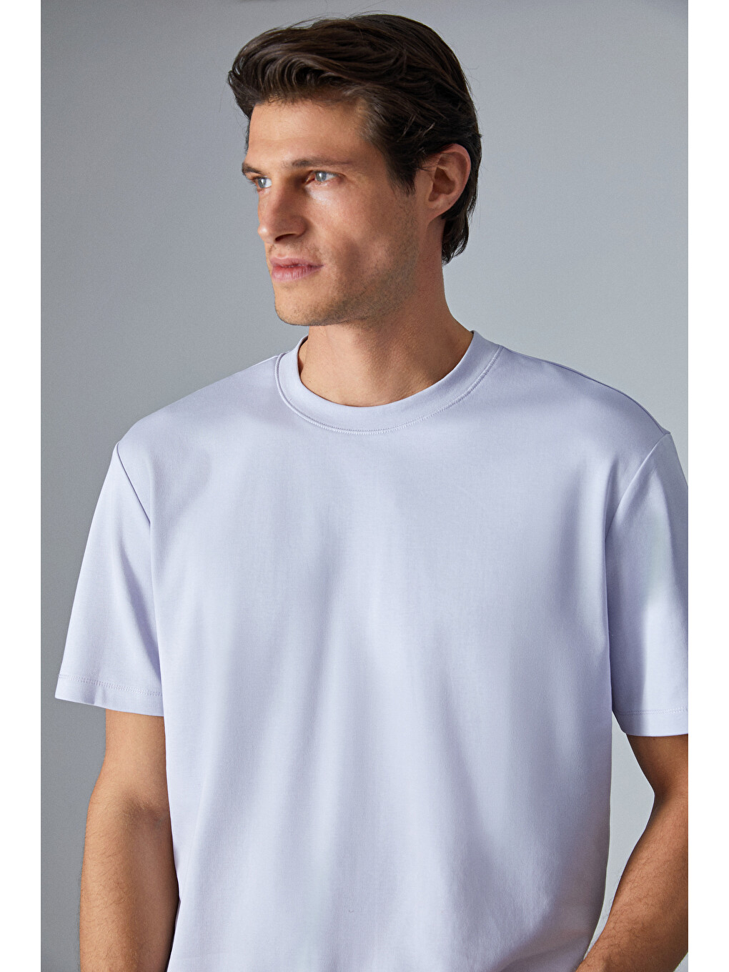 Hıson Erkek Relaxed Bisiklet Yaka Kısa Kollu Lila T-shirt-3
