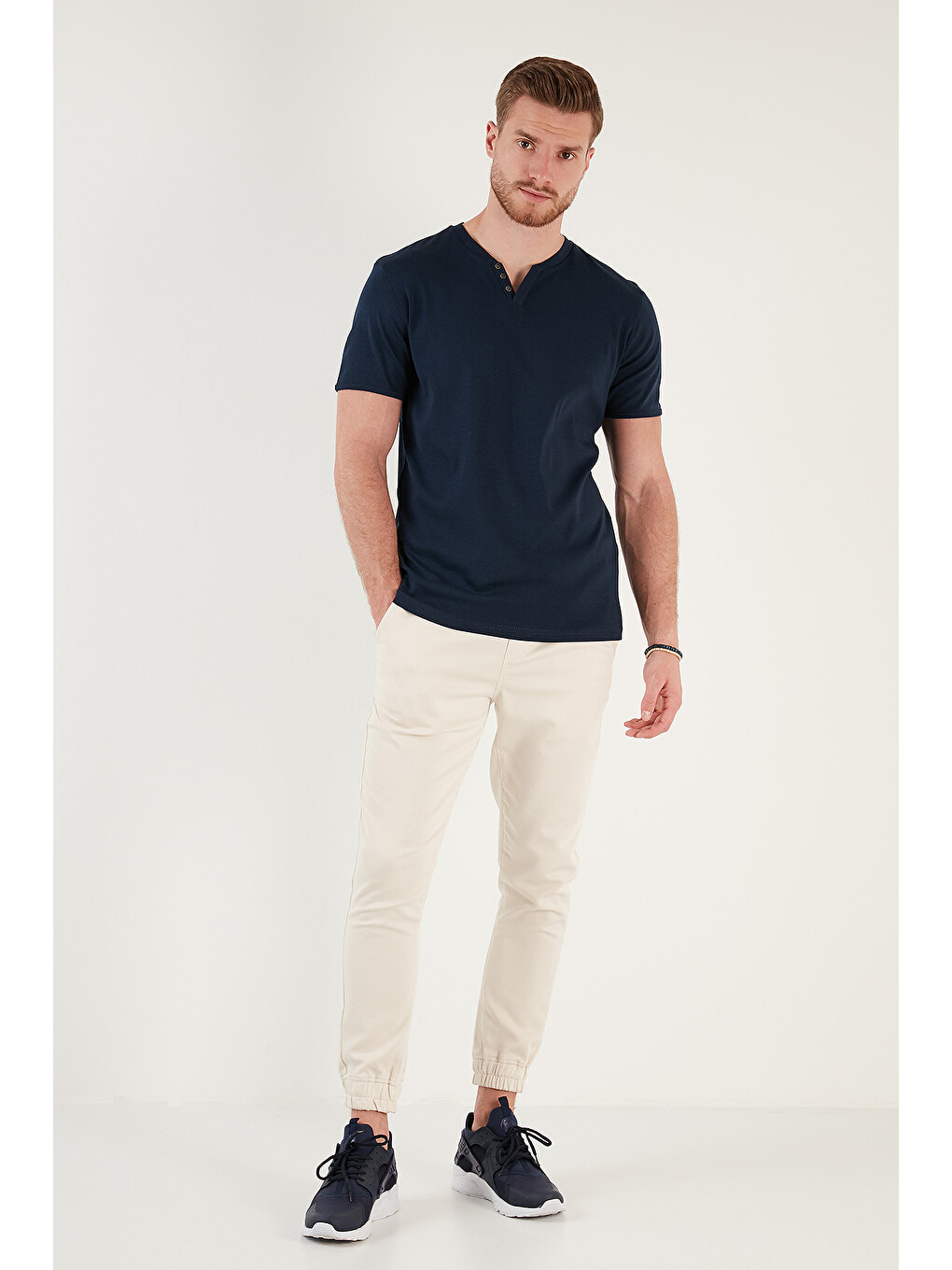 İndigo % 100 Pamuklu V Yaka Slim Fit Erkek T Shirt 5902122-3