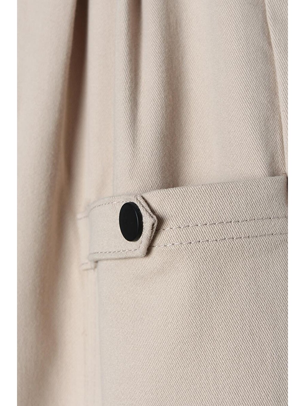 Açık Bej-pamuklu Apolet Detaylı Çıtçıtlı Kargo Pantolon-4