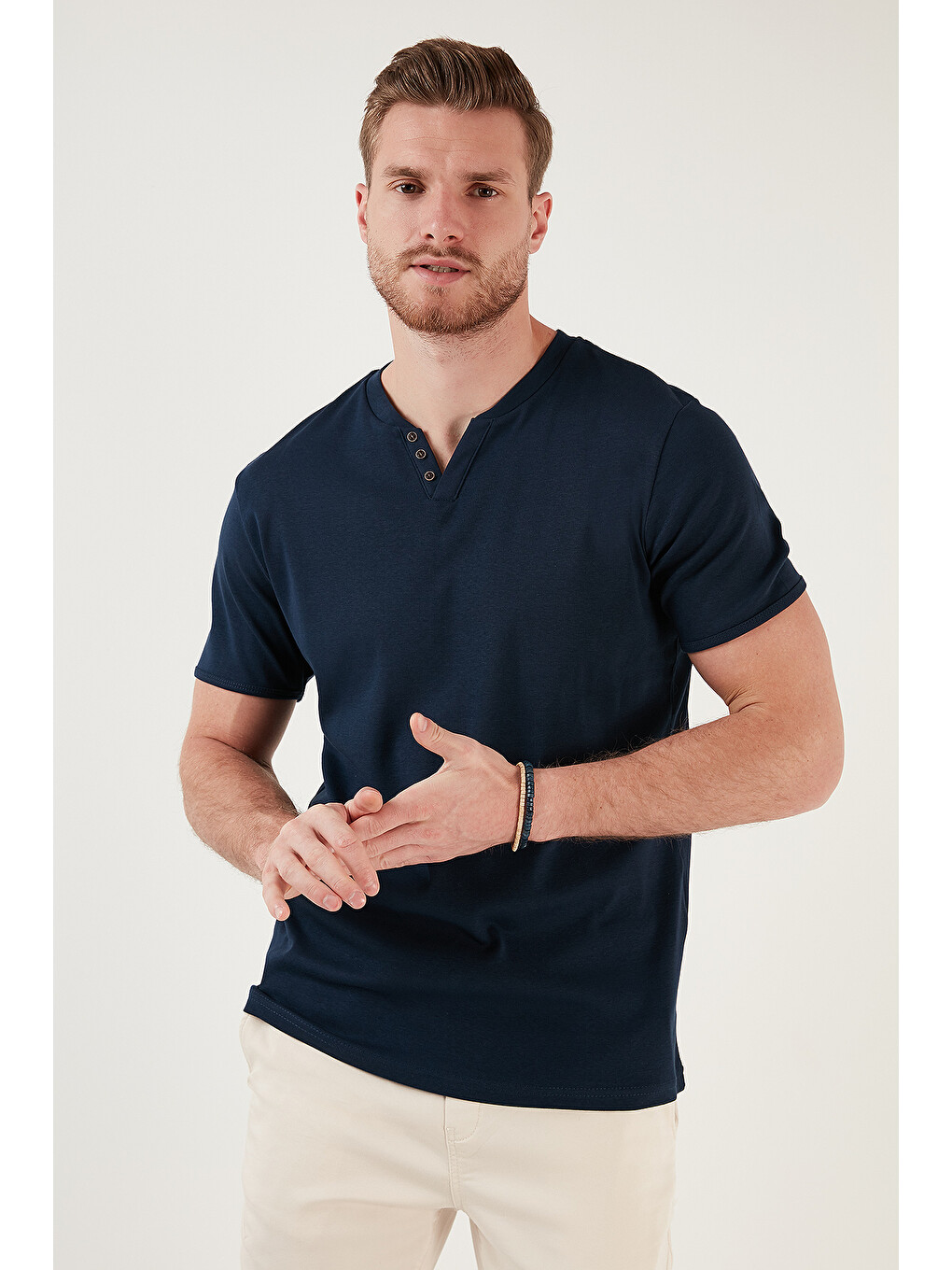 İndigo % 100 Pamuklu V Yaka Slim Fit Erkek T Shirt 5902122-5