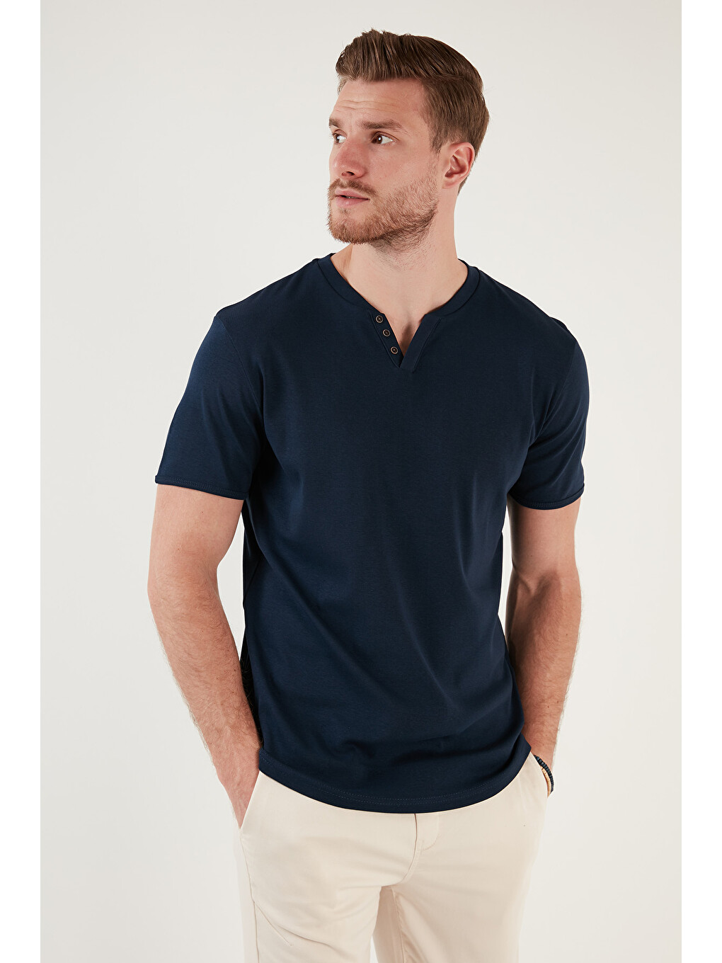 İndigo % 100 Pamuklu V Yaka Slim Fit Erkek T Shirt 5902122-6