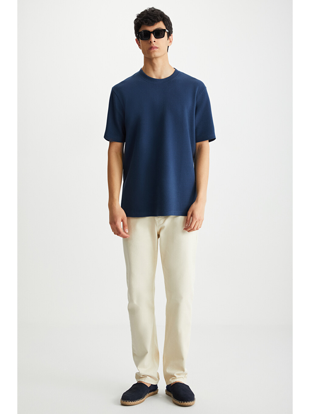 Dravık Erkek Yuvarlak Yaka Kısa Kol Regular Fit Lacivert T-shirt-1