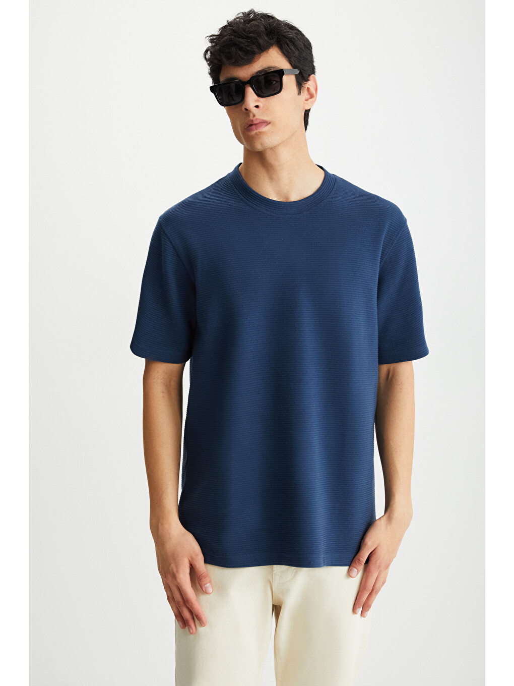 Dravık Erkek Yuvarlak Yaka Kısa Kol Regular Fit Lacivert T-shirt-2