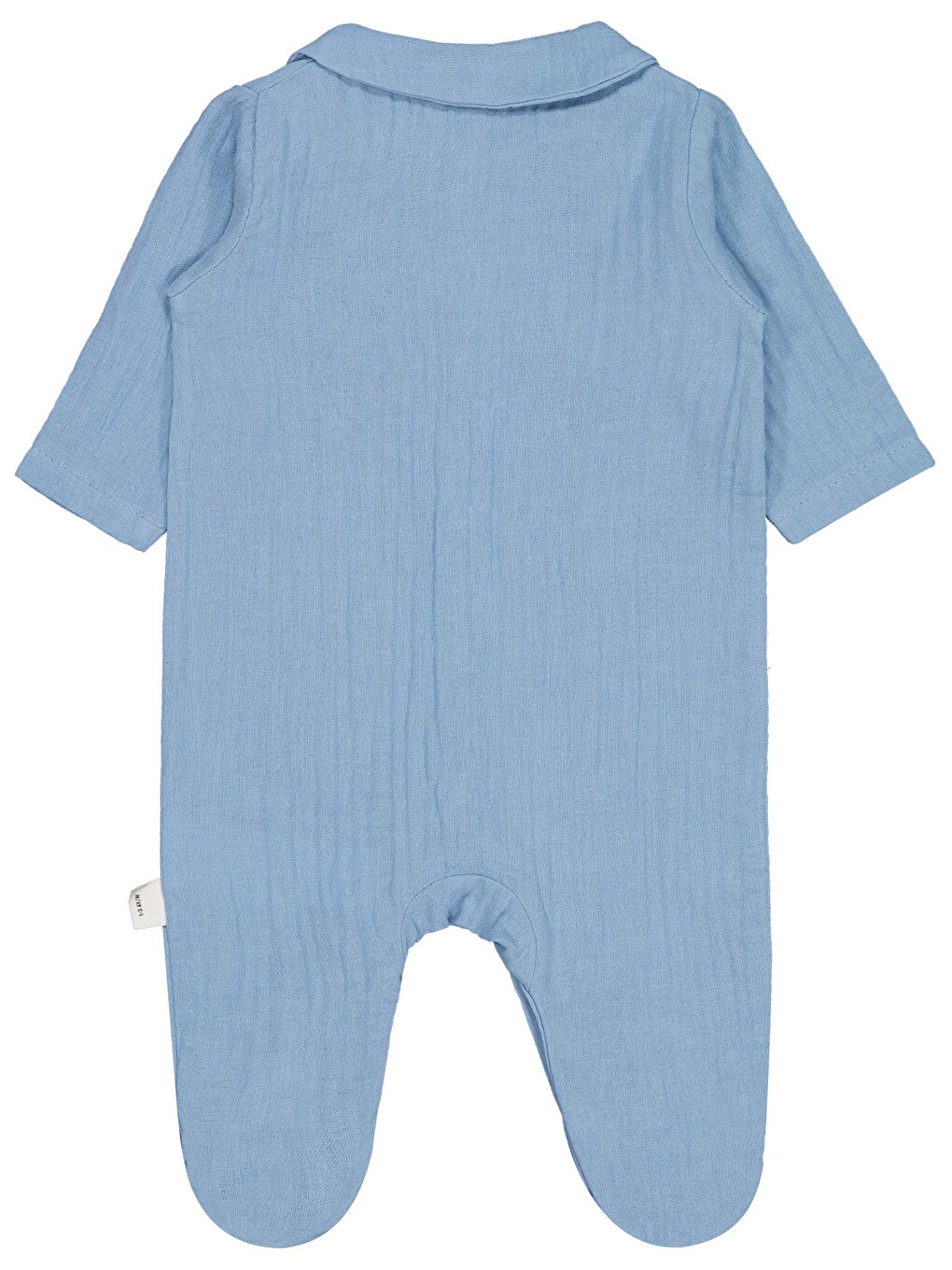 Baby Yakalı Ayıcık Baskılı 1-9 Ay Tulum - Mavi-1