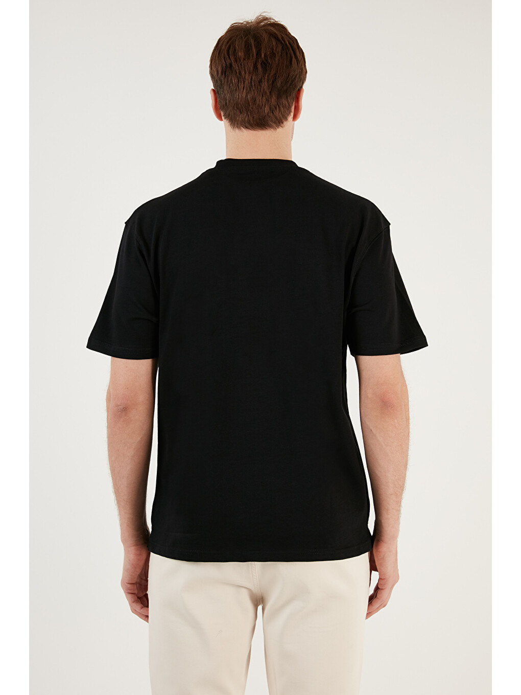 Siyah Pamuklu Relaxed Fit Sıfır Yaka Erkek T Shirt 5905446-5