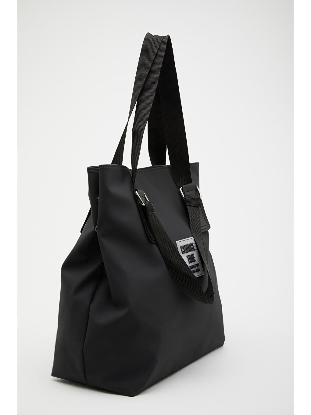 Kadın Change Time Yazılı Omuz Çantası Siyah 35 x 38 cm-1