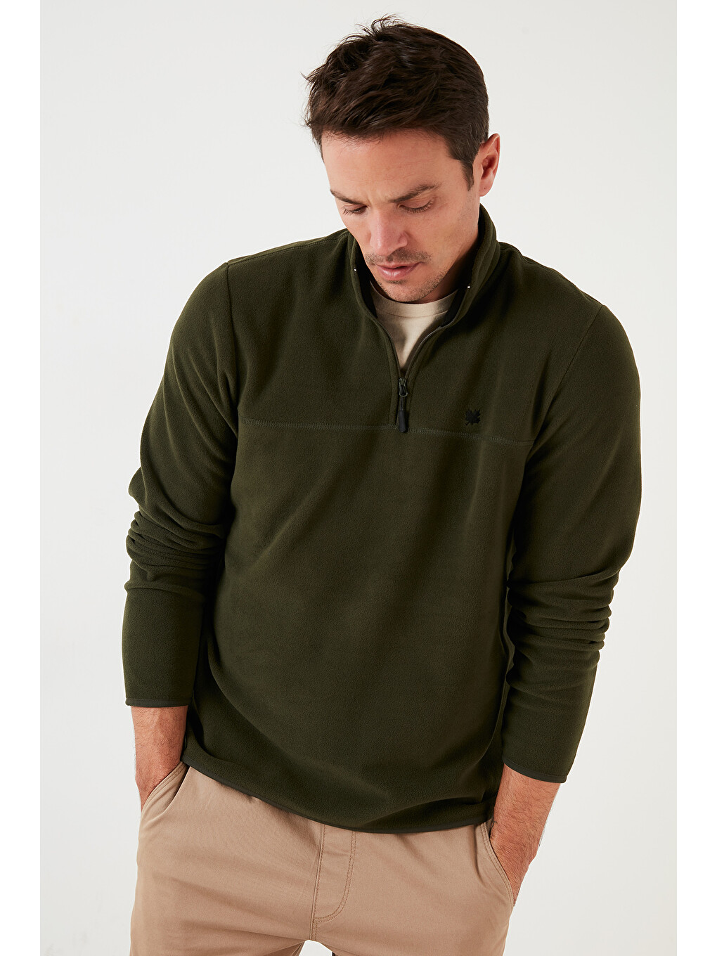 Yeşil Slim Fit Anti-pilling Tüylenme Yapmayan Şardonlu Soğuk Geçirmez 2'li Paket Polar 5906001s2-2