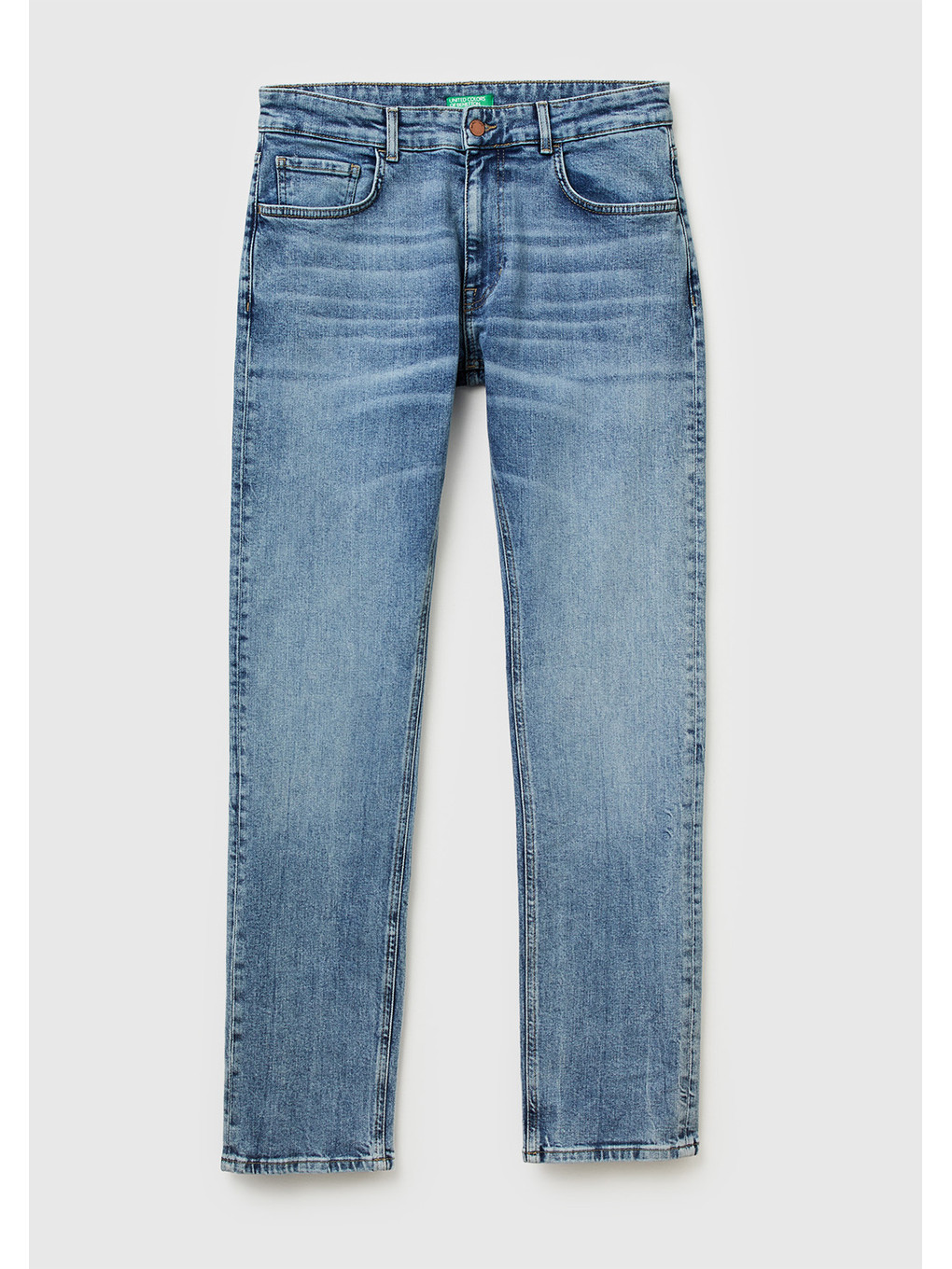 Erkek Açık Mavi Pamuk Karışımlı Eskitme Efektli Denim Jean Pantolon