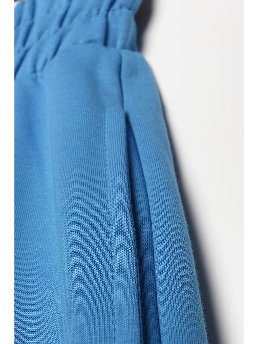 Mavi Saks-yanları Yırtmaçlı Pantolonlu Takım-4