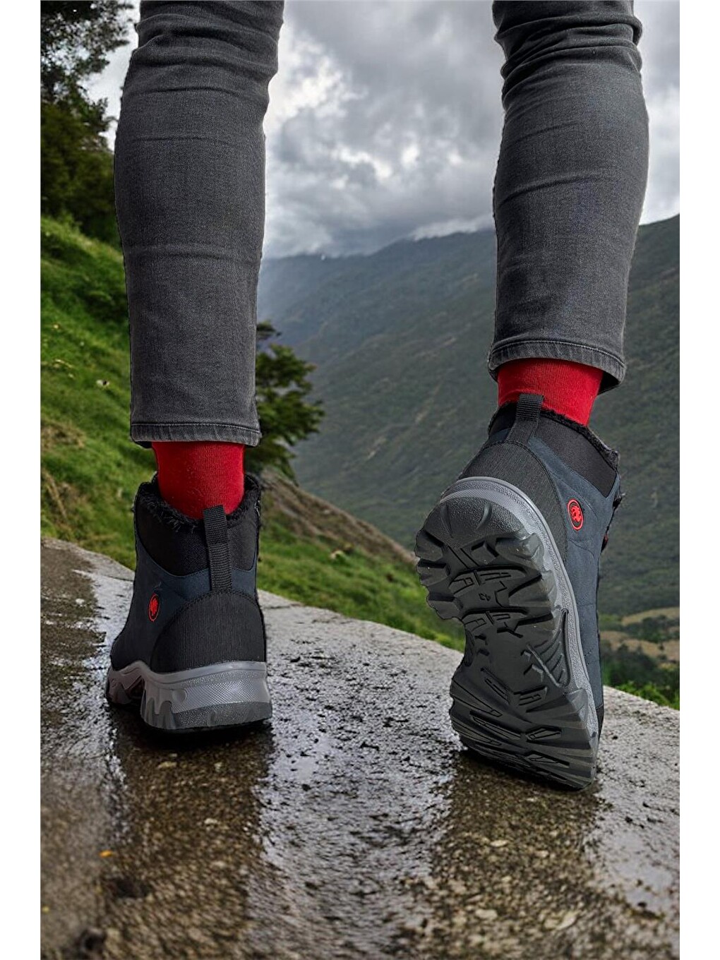 Soğuk Geçirmez Unisex Uzun Outdoor Trekking Bot Ayakkabı Lacivert-9